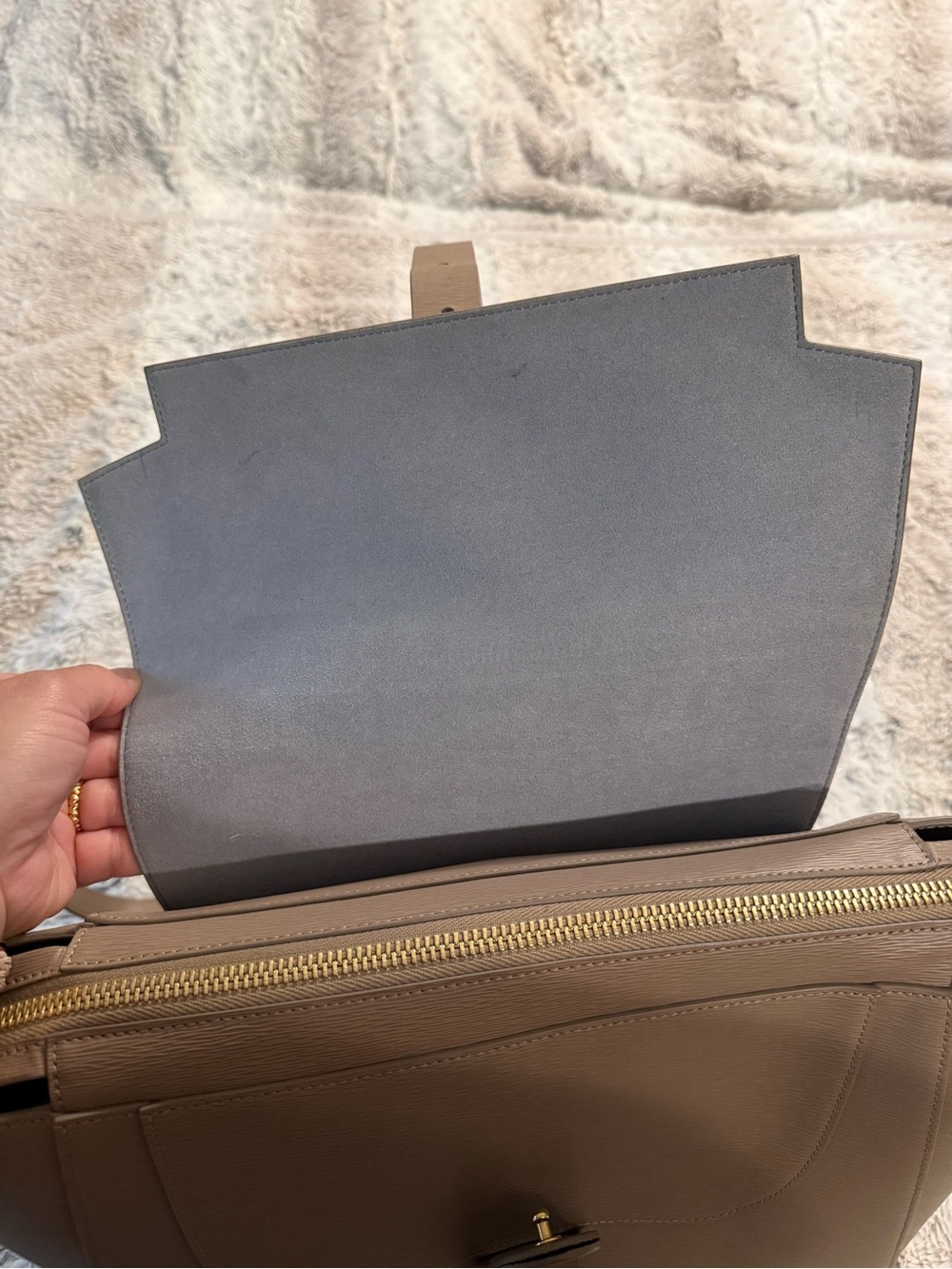 Senreve Maestra Mimosa Latte Gold Taupe Structured Leather Work School Bag - Picture 6 of 16